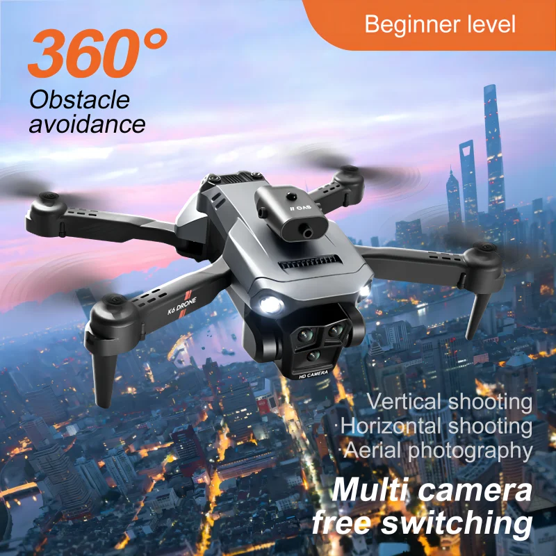 K6 Max Quadcopter Beschikt Over Ingebouwde Elektronische Controle Drievoudige Camera 'S, 360 ° Obstakelvermijding, Optische Stroompositionering.