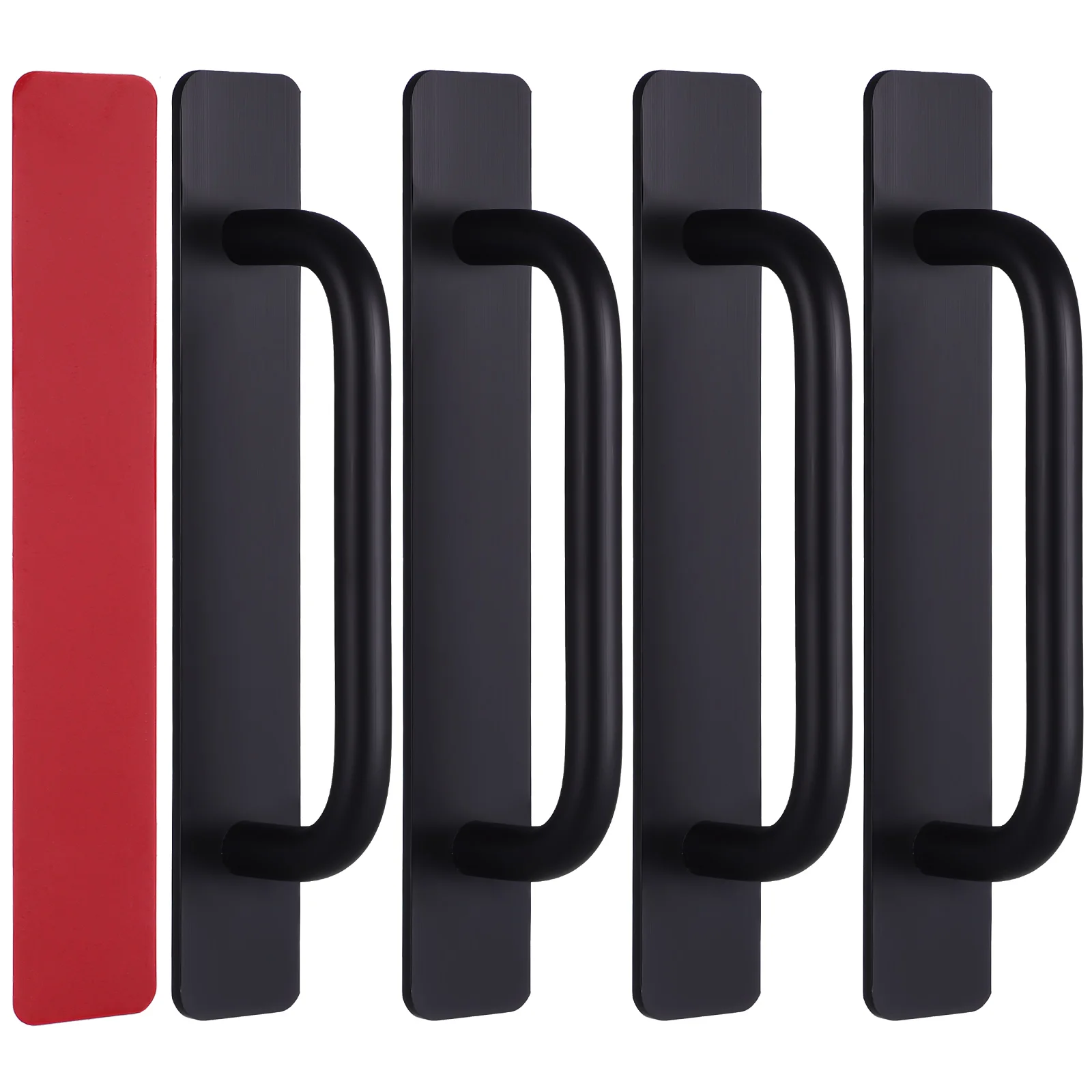 Non-perforated (silver) Door Handle Kitchen Handles Shower Self Adhesive Refrigerator Sliding Screen Peel Stick Pulls Cabinet