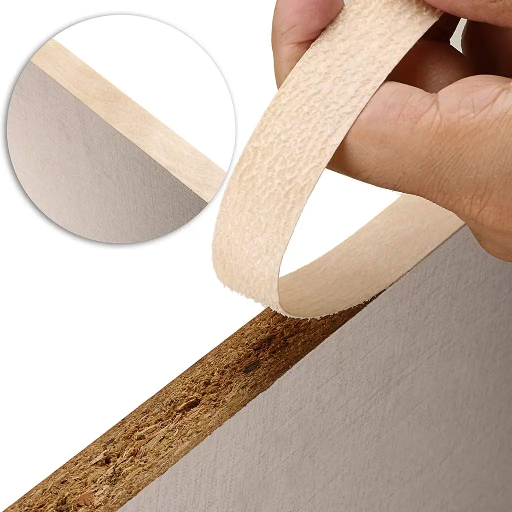 

Edge Supply Birch 10 m Roll, Wood Veneer Edge Banding Preglued, Iron on with Hot Melt Adhesive, Flexible Wood Tape Sanded Repair