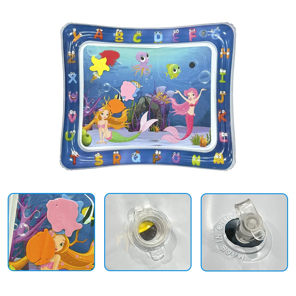 Tapis de jeu gonflable en PVC, 1 pièce, motif sirène, tapis d'eau pour bébé, tapis pour tout-petits, jouets d'activité d'éducation précoce, coussin