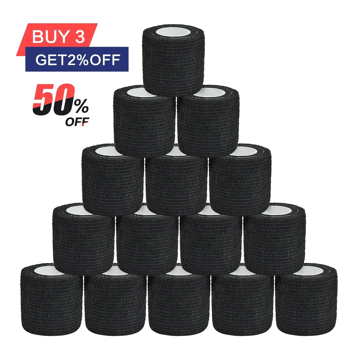 Black bandage self-adhesive breathable elastic sports bandage to fix fingers, wrists, and legs