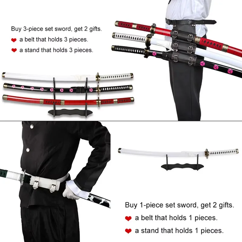 80 سنتيمتر 3 قطعة مجموعة أنيمي السيف وسيف الخيزران تأثيري الدعائم عيد الميلاد وهالوين هدية تشمل حامل وحزام