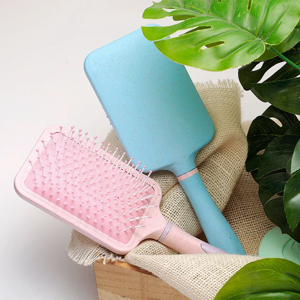

Scalp Comb Natural Wheat Straw Lightweight Paddle Hair Comb For Travel Detangling Curly Hair Brush Massage Light Pink