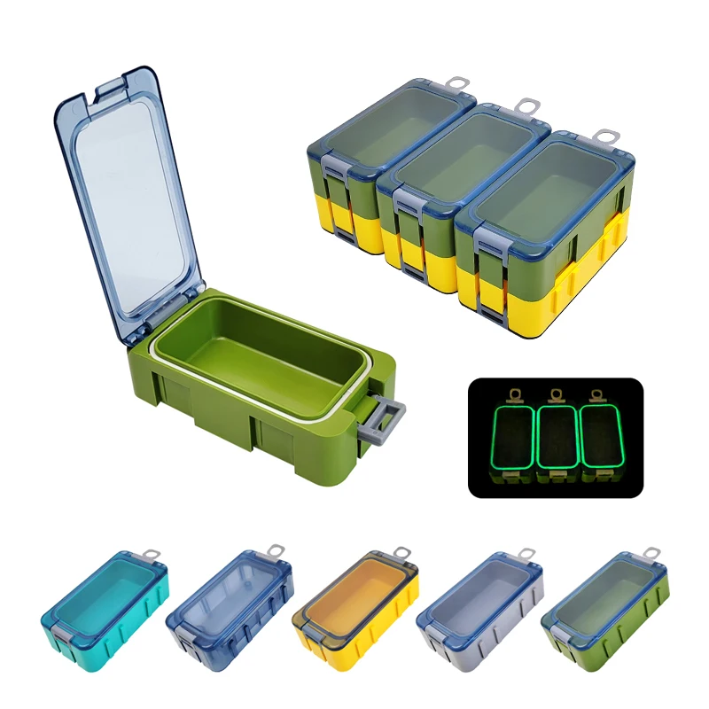 3pcs Luminous Mini Fishing Accessory Boxes Fish Hooks Artificial Bait Plastic Spliceable Storage Box Sea Fishing Tackle Box