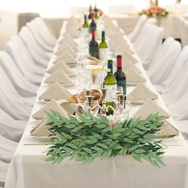 أوراق صفصاف الأوكالبتوس الاصطناعية ، باقات نباتات مزيفة لعروس الزفاف ، ديكور بترتيب الزهور المنزلية ، إكليل الكريسماس ، 50 * #5