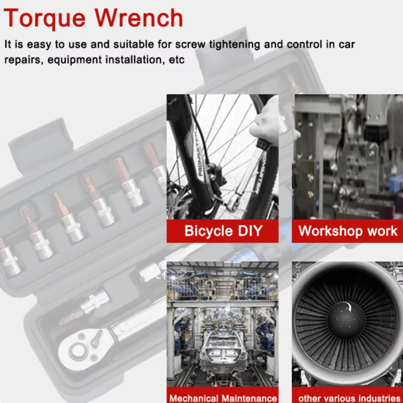 Torque adjustable 1/4-inch ratchet wrench, quick-release torque wrench repair tool, high-precision torque preset wrench 2-24N
