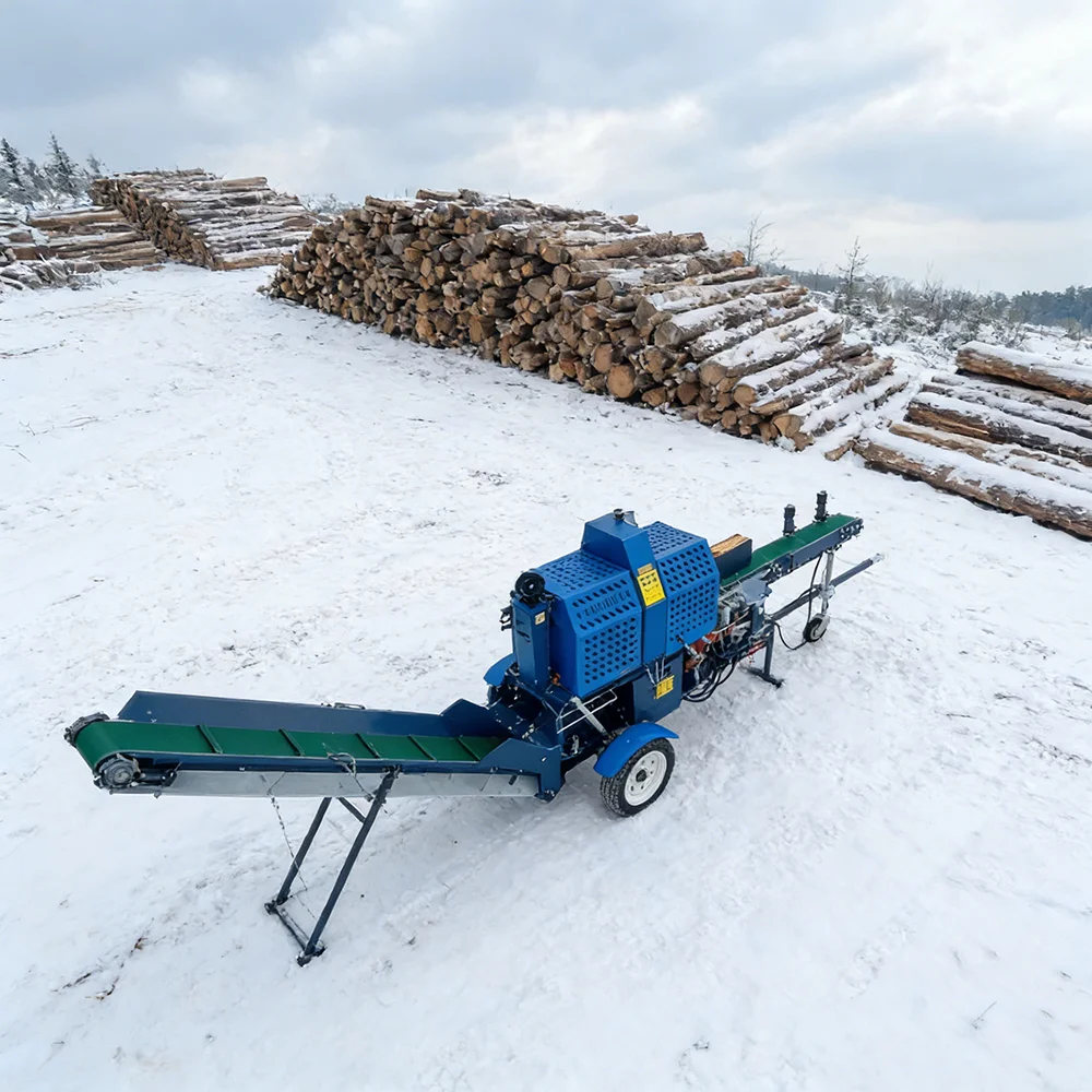 Master 35 Ton Diesel Powered Log Splitter Industrial Timber Cutting Tool High Flow Pump For Rapid Cycle Wood Processing