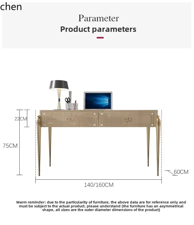 

ZML Modern simple bedroom computer desk high-end home desk baking paint study integrated desk chair