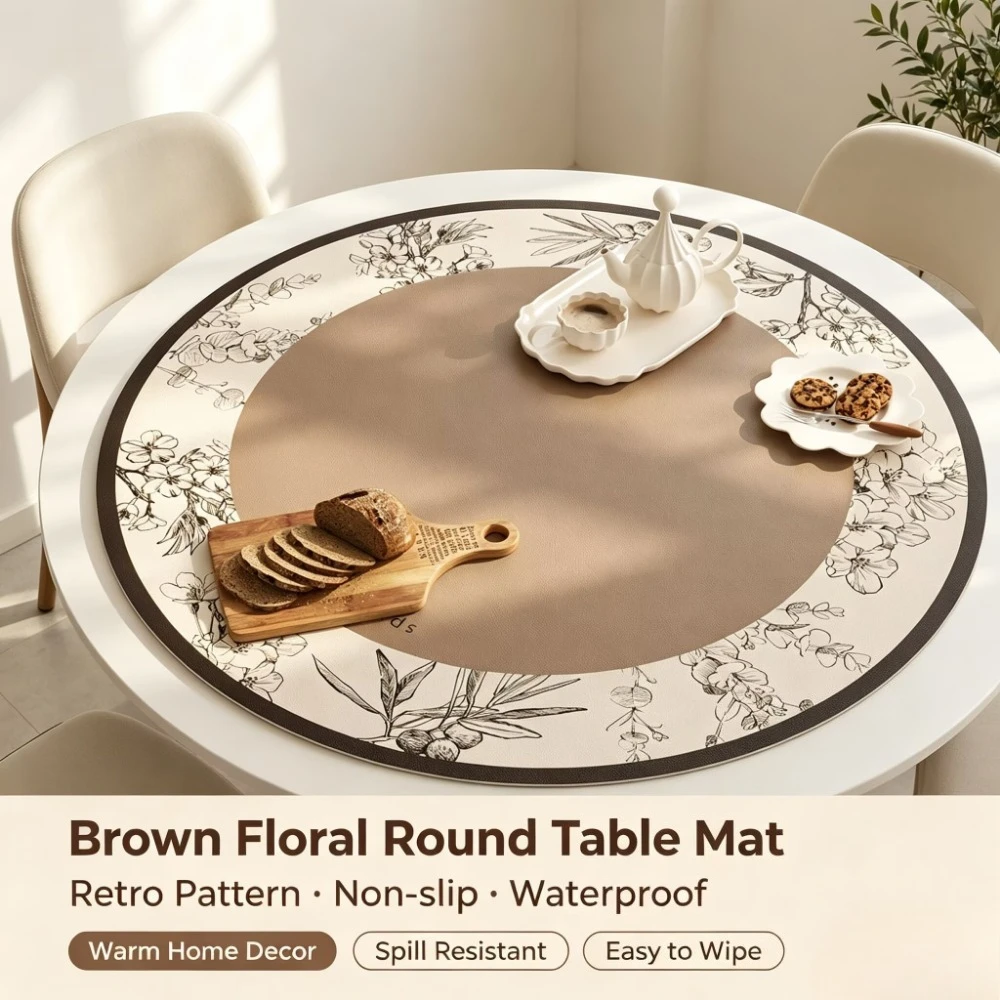American Style Waterproof Oil-Proof PvcTablecloth Decorative Round Kitchen Dining Party Table Cover Tea Cloth Diameter 50~140cm