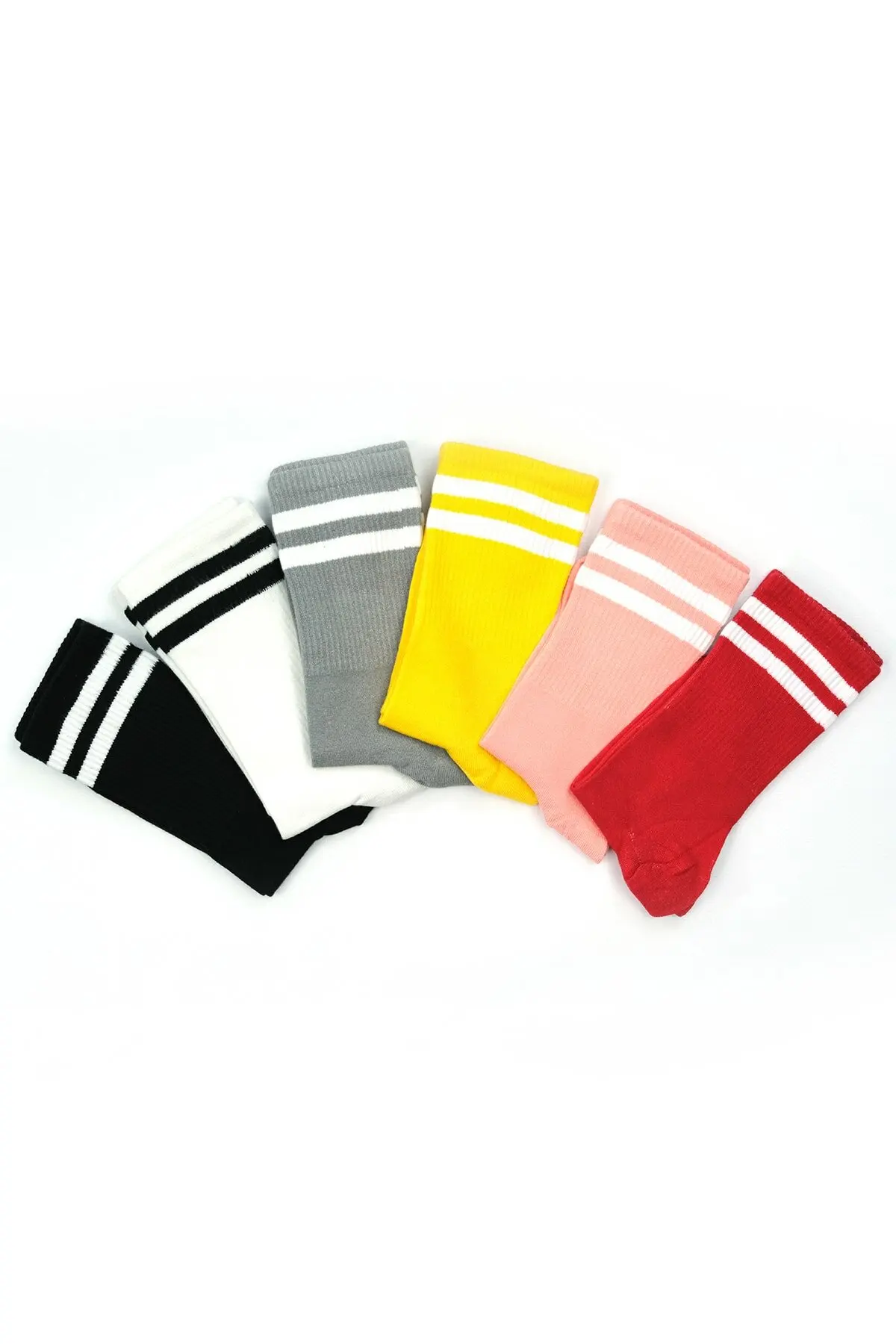 Women's Black Gray White Yellow Pink Red Premium Bamboo Tennis Socks 6 Pack