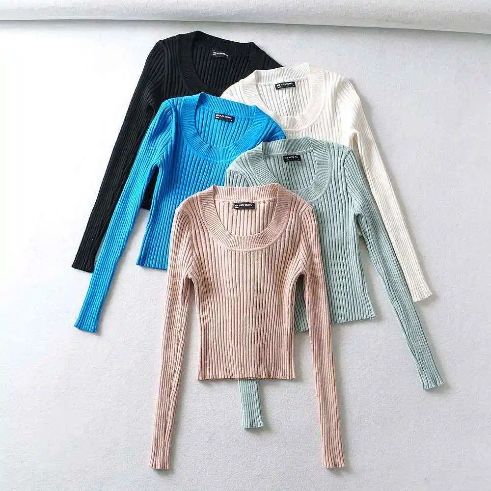 

Французский ретро-свитер с низкой круглой горловиной, облегающий, женский, уличный стиль, из смесового хлопка и льна, длинный, повседневный