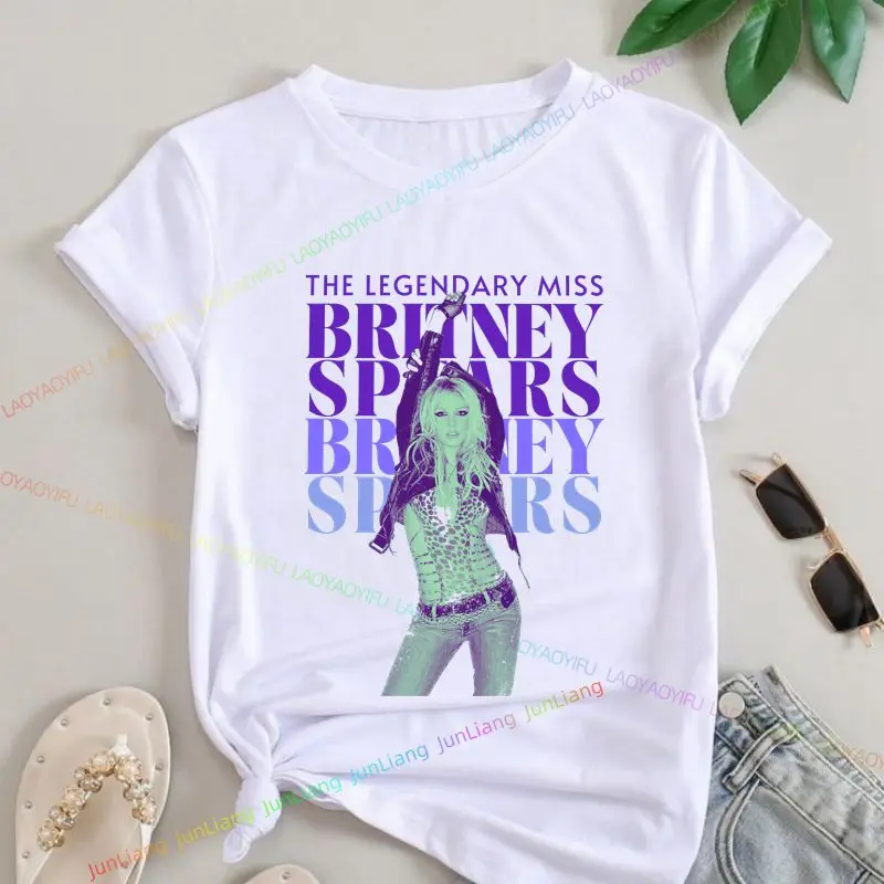 Camiseta Harajuku Hip Hop para mujer, camiseta con estampado de Britney Spears, camisa informal de manga corta Hip Hop elegante y divertida