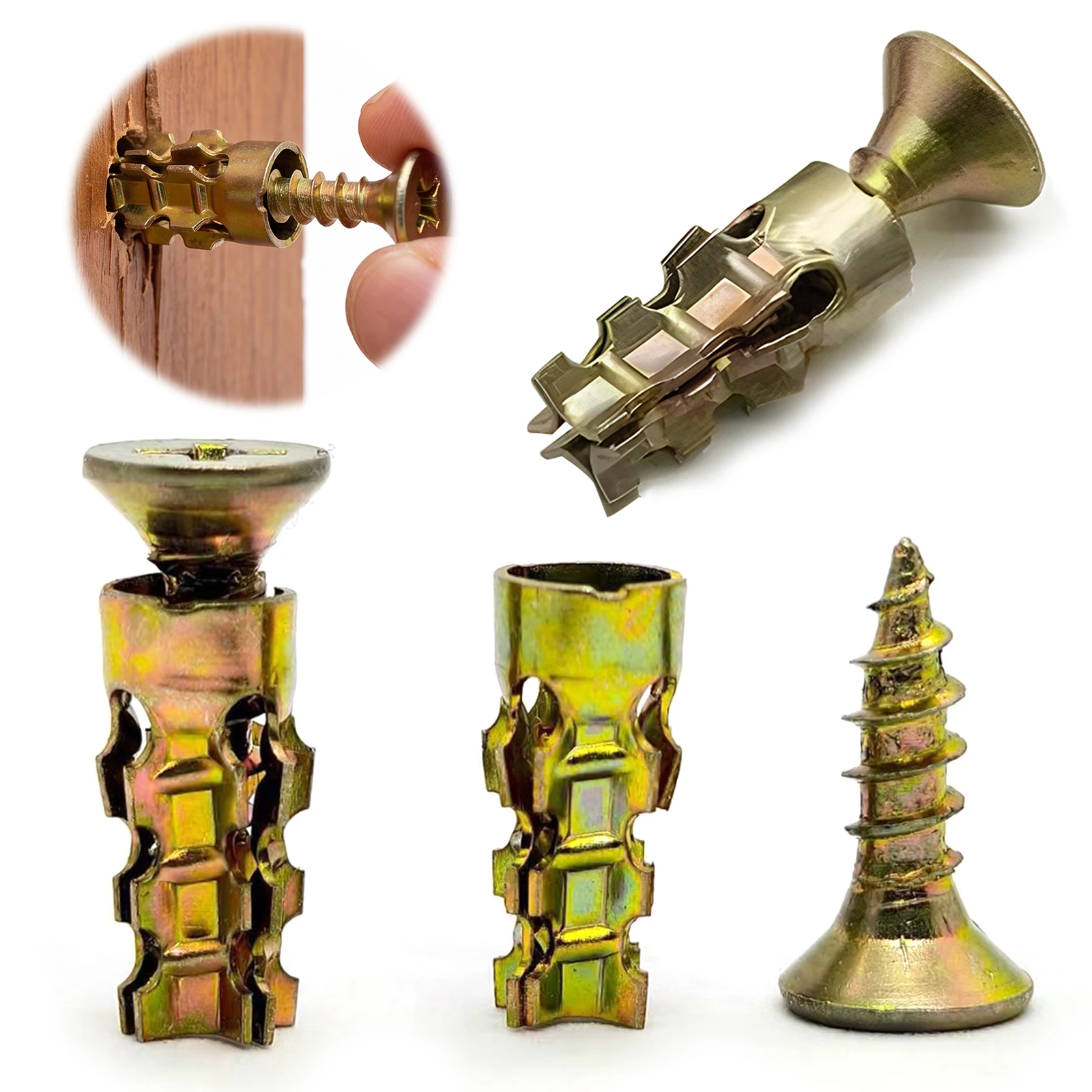 6 X 14 Mm Loose Hinge Hole Repair Kits Self Drilling Drywall Anchor Tree Shaped Hollow Wall Bolts for Cabinet Wardrobe Doors