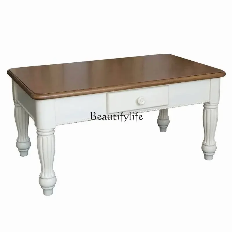 

yj21 American country hand-painted double draw Mediterranean living room coffee table antique furniture coffee table