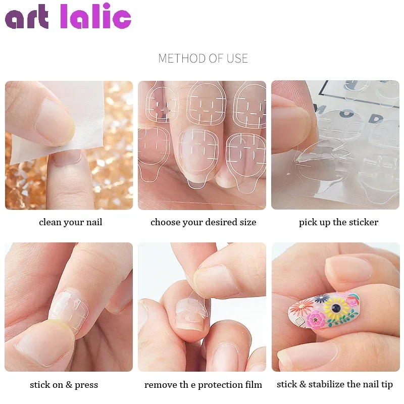 10 hojas de cintas adhesivas de doble cara para decoración de uñas postizas, pegatinas de pegamento transparente, herramientas de maquillaje de prensa falsa profesional DIY