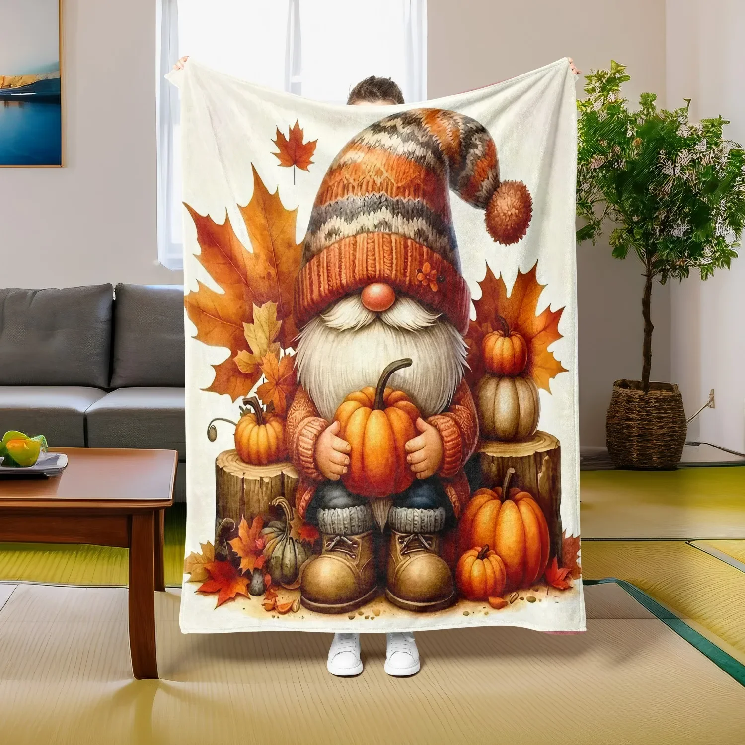 

Cute Dwarf Maple Leaf Throw Blanket Perfect for Fall Festivals Gifts Couch Bed Car Camping All Season Use