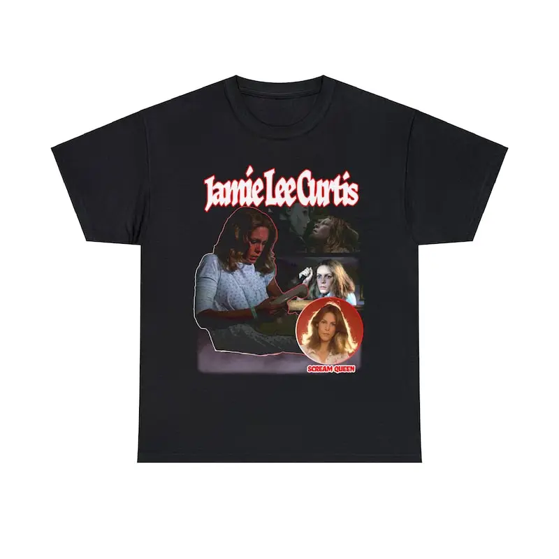 Jamie Lee Curtis Halloween horror movie scream queen retro styled t shirt