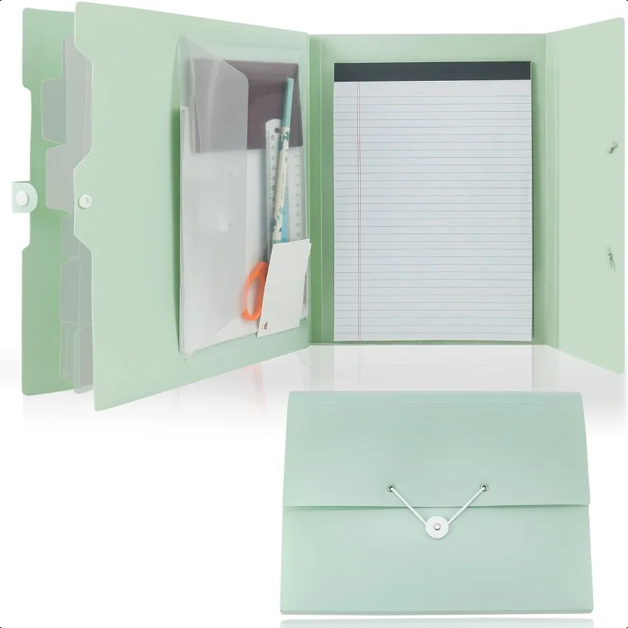 

Accordion File Organizer 6 Pocket Green Expanding File Folder with Notebook Storage Bag Versatile Document Organizer for Letter