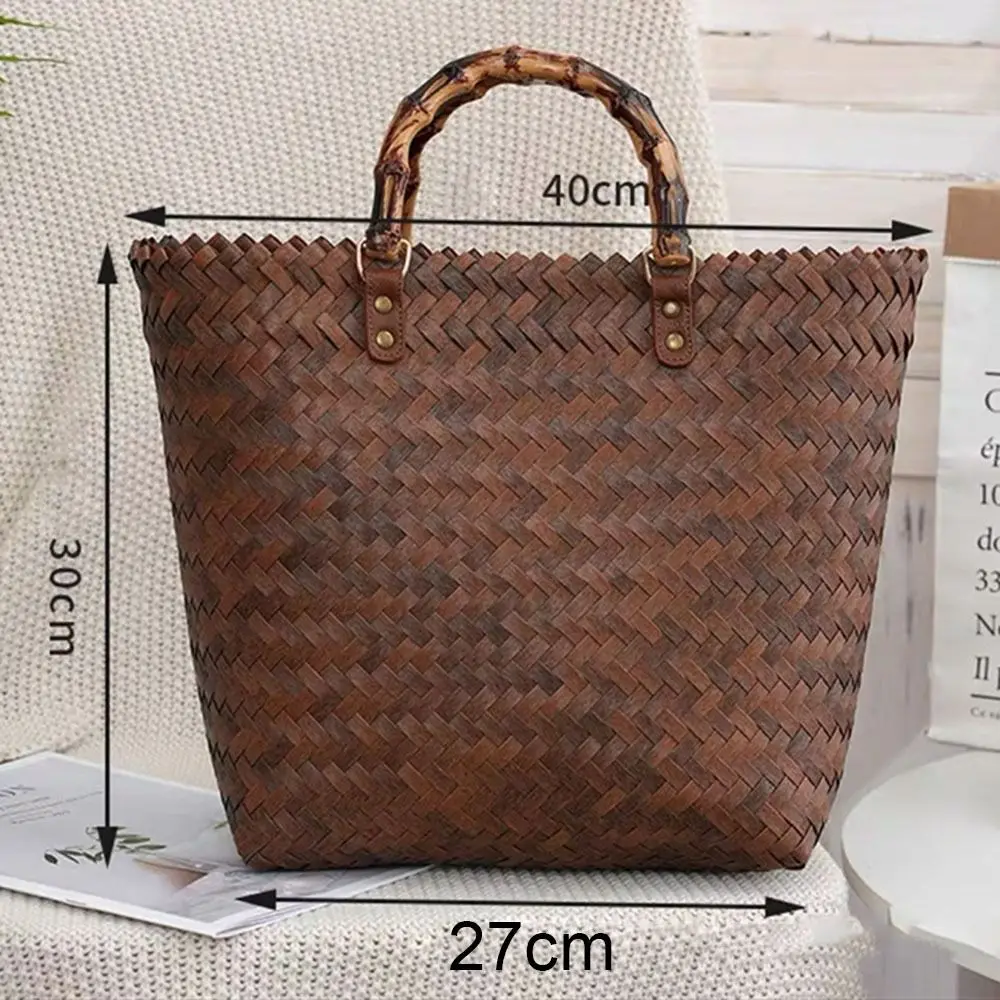 Women Woven Large Capacity Shoulder Bags Crochet Bag Knitting Handbags Female Shopping Tote Bags