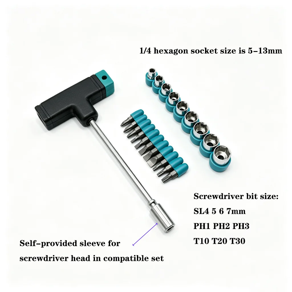 T‑Wrench Socket Head Set CR‑V Steel 22PCS With PH PZ SL Screwdriver Bits Household Home DIY Repair Hand Tools