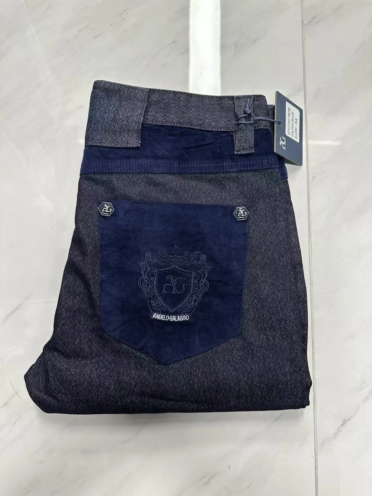 OECHSLI Jeans Cotton Thick Men 2027 new Embroidery elasticity Fashion zipper High quality comfortable Big size 34-42 long Pants