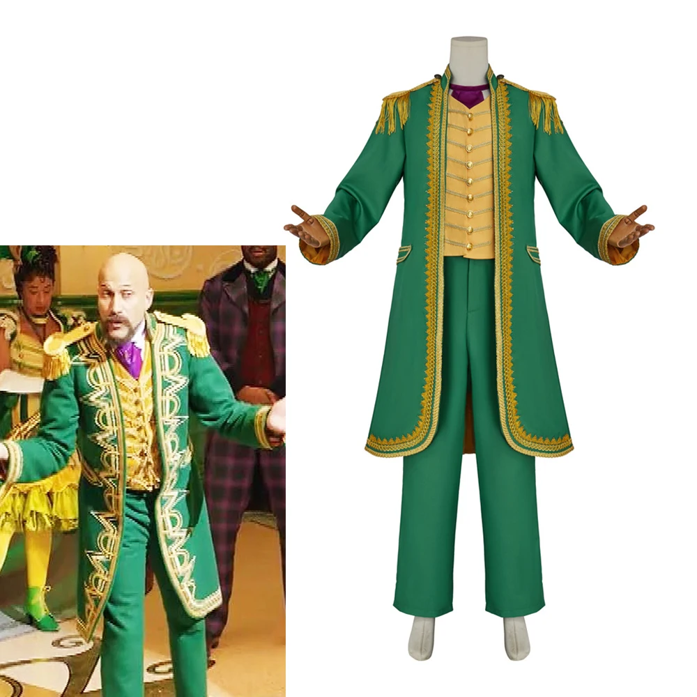 Jingle Jangle Movie Cosplay Costume Men's Medieval Court Noble Green Suits Halloween Masquerade Musical Performance Outfits