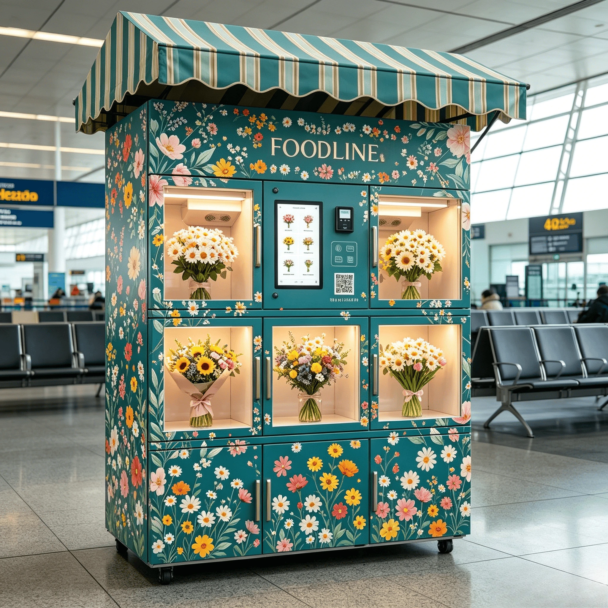 FL Bulk Order Flower Vending Machine Anti-condensation Glass Window Multi-size Bouquet Storage Smart Retail Locker