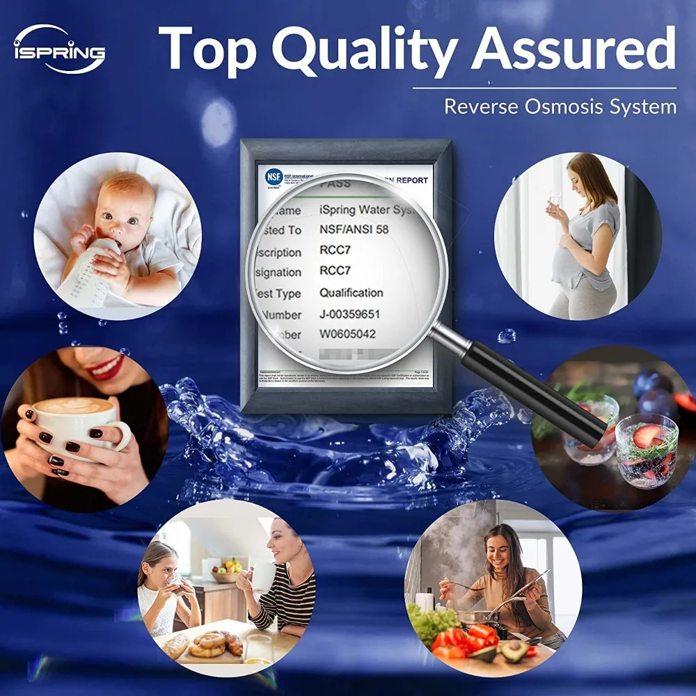 نظام تصفية المياه بالتناضح العكسي عالي السعة معتمد من NSF بـ 5 مراحل تحت الحوض، 75 GPD، لمسة نهائية مصقولة