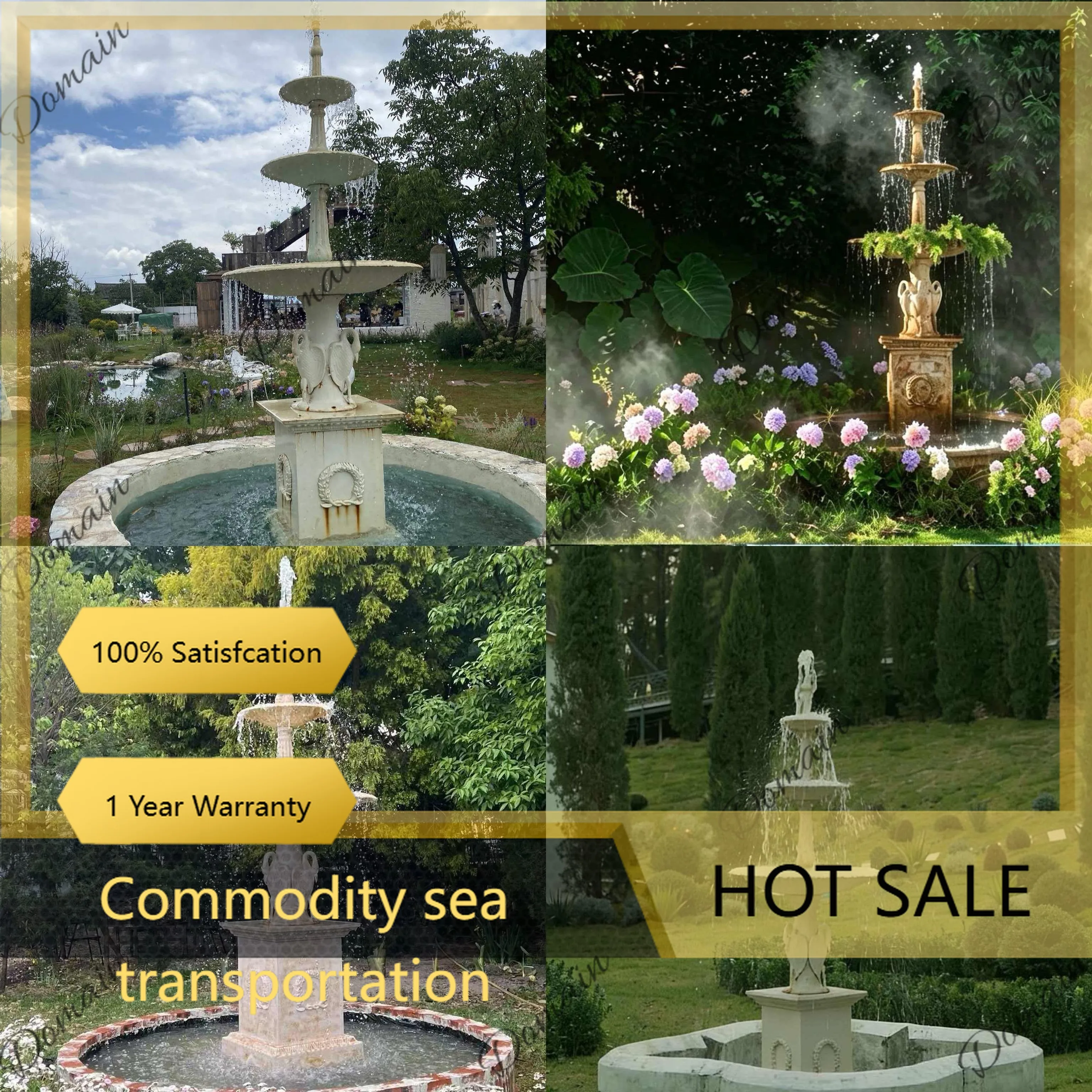 J81 Cast Iron Three-Tier Crane Fountain Garden Outdoor Landscape Decoration