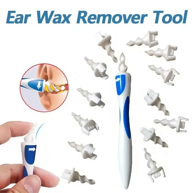 360°spiral Ear Cleaner, with 16 Replacement Heads, Made of Soft Silicone Material,used for Adult and Child Earwax Cleaning Tools