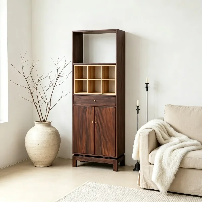 New Chinese-style solid wood contrasting color Bogu shelf, bookcase, tea room display rack, Duobao Ge living room shelf