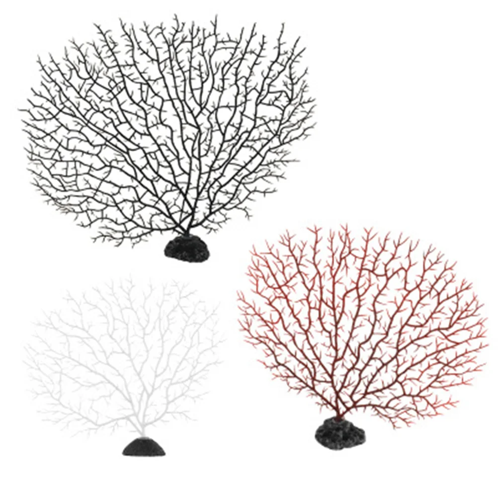 

3Pcs Realistic Simulated Coral Tree Branch Decor Resin Material Long-Lasting Aquarium Fish Tank Ornament Red White Black