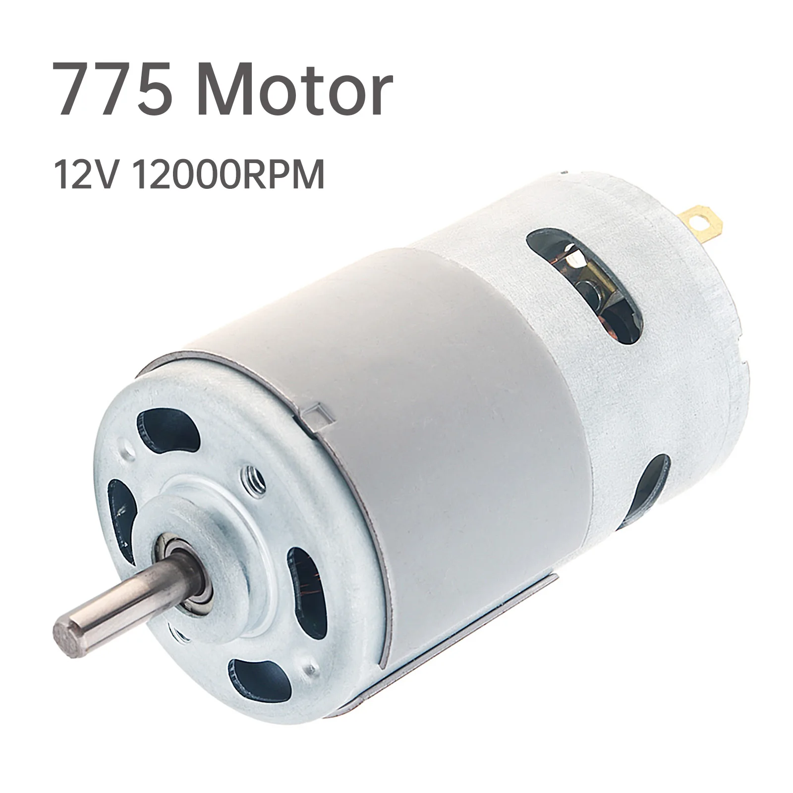 

775 DC Motor 12V 12000RPM High-speed Large Torque Motor for Drill Micro Machine/DIY Model Car with Ball Bearing, Fan Blades