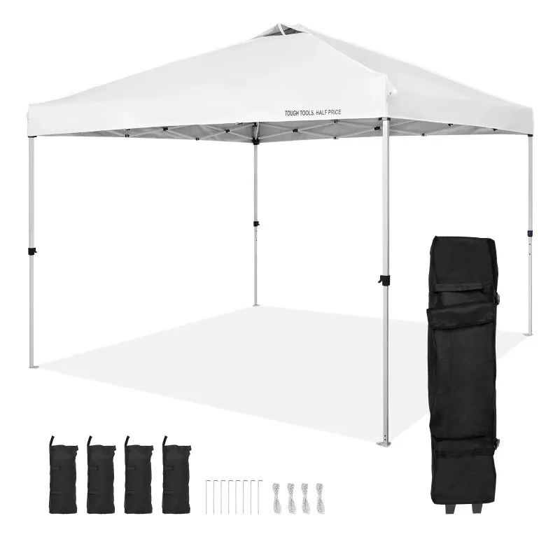 

BENTISM Up Canopy Tent, 10 x 10 ft, 250 D PU Silver Coated Tarp, with Portable Roller Bag and 4 Sandbags