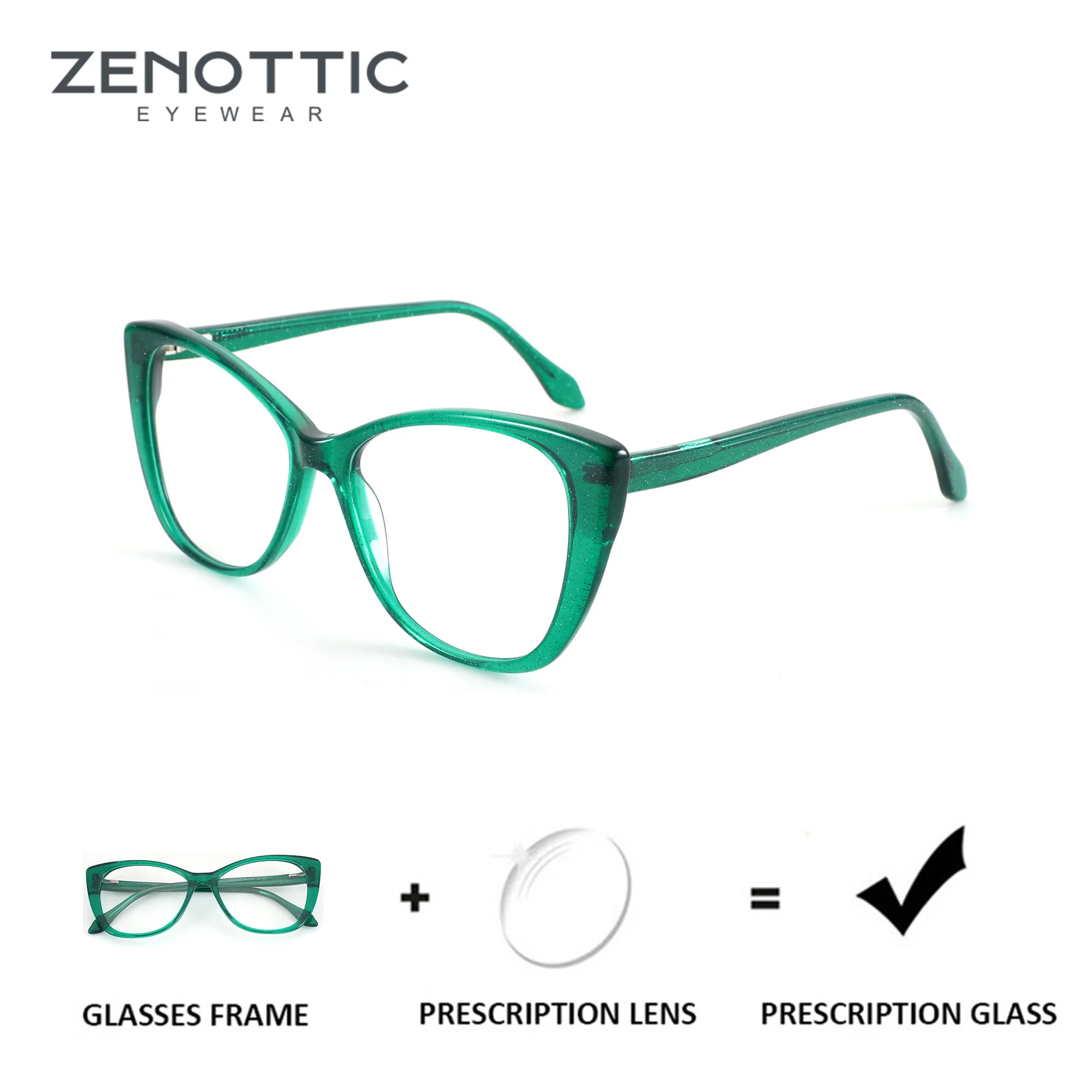ZENOTTIC S Size Butterfly Acetate Custom Prescription Glasses For Women Anti Blue Light Progressive Myopia Optical Eyewear