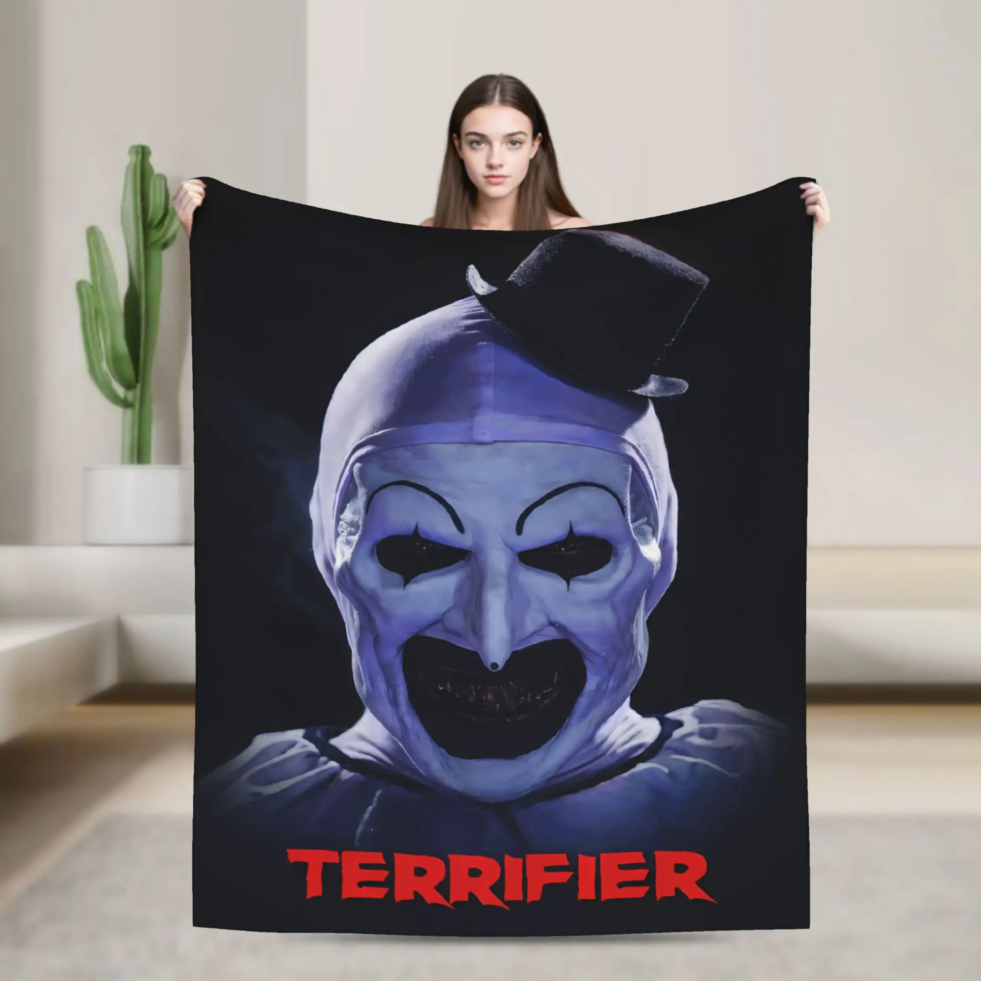 Terrifier Movie Blanket  Warm Soft Aesthetic Plush Throw Blanket For Kids Home Decor Flannel Bedspread Bed Cover
