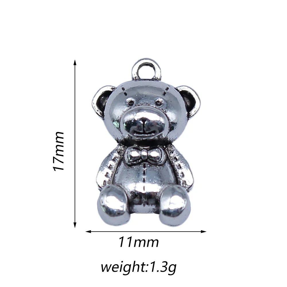 

10pcs Alloy Silver Color Charms cute Teddy Bear Pendants Antique Jewelry Making Earring Necklace DIY Handmade Craft Accessories