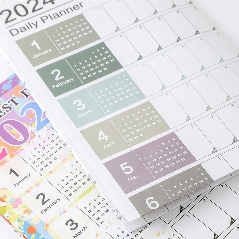 Hoja de Planificador de calendario de pared grande, planificador de lista de tareas Kawaii, lista de objetivos, organizador de horarios, suministros de oficina, 2025, 2024