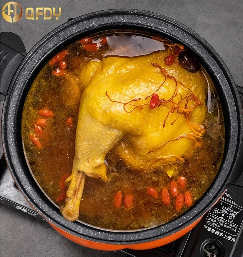 Orange pumpkin Micro Pressure Pot 8L Multifunctional Large Capacity with Visible Lid and Steamed grid Induction cooker universal