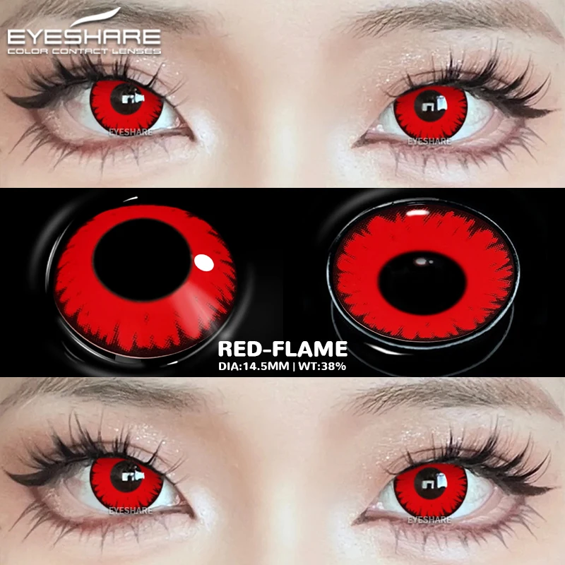 EYESHARE Cosplay Wit Gekleurde Contactlenzen 2 stks Crazy Red Contactlenzen Anime Zwarte Ooglenzen Halloween Schoonheid Make-up Lens
