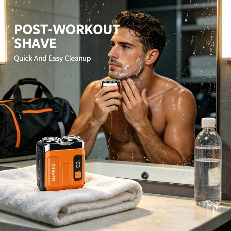 Men Electric Shaver, IPX7 Splash Proof, Dual Blade, Type‑C Rechargeable Portable Beard Trimmer with LED Display for Daily Use