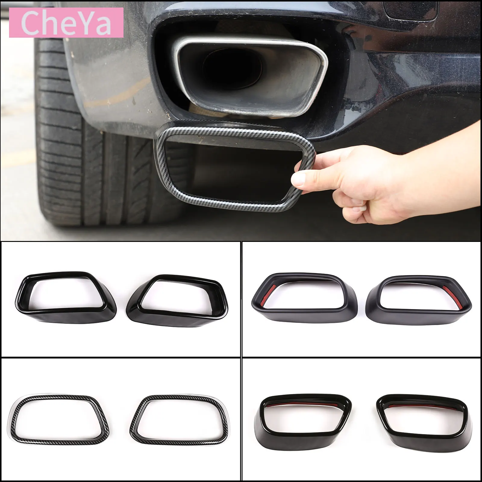 

cheya Stainless steel Car Tail Muffler Exhaust Pipe Output Cover For BMW X5 X6 F15 F16 2014-2018 Exterior Tail Throat Accessory