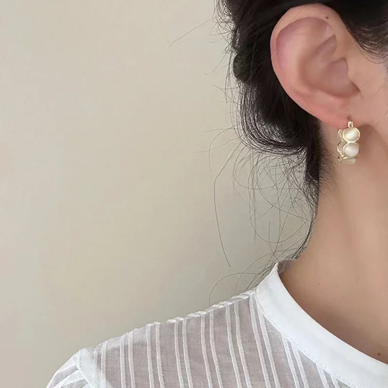 White & Green Stone Hoop Earrings — product information 16