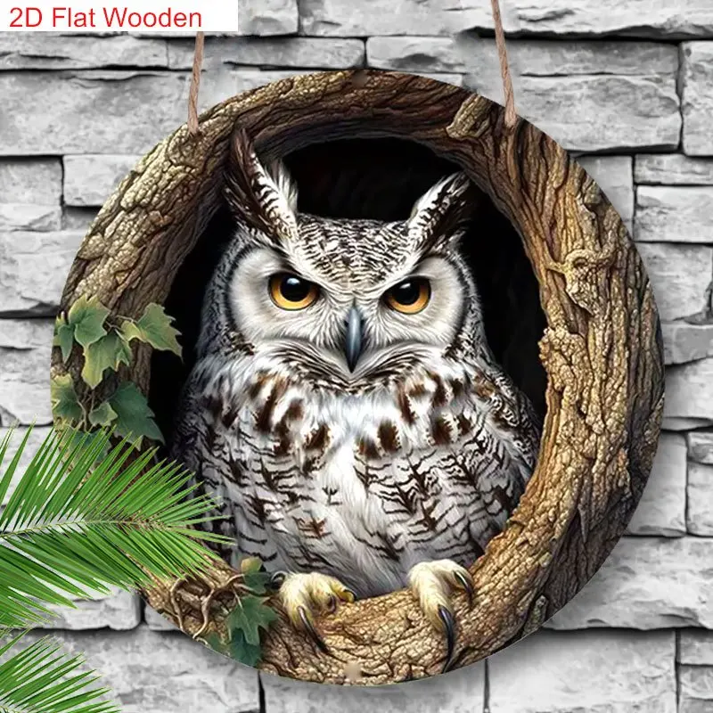 Ein Holzschild mit Eulenmotiv, geeignet für Veranden, Häuser, Cafés, Restaurants, Garagen, ideale Geschenke und künstlerische Dekorationsschilder