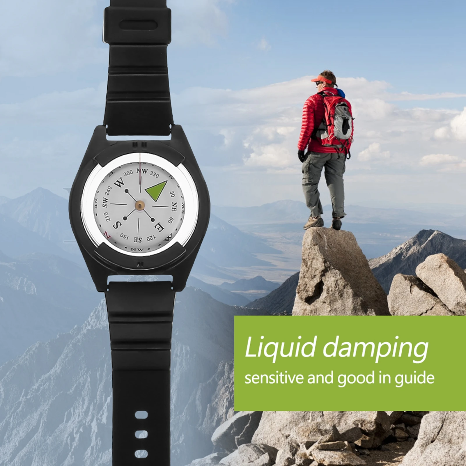 

Outdoor Wrist Compass Portable Watchband Compass Waterproof Compass For Camping Hiking