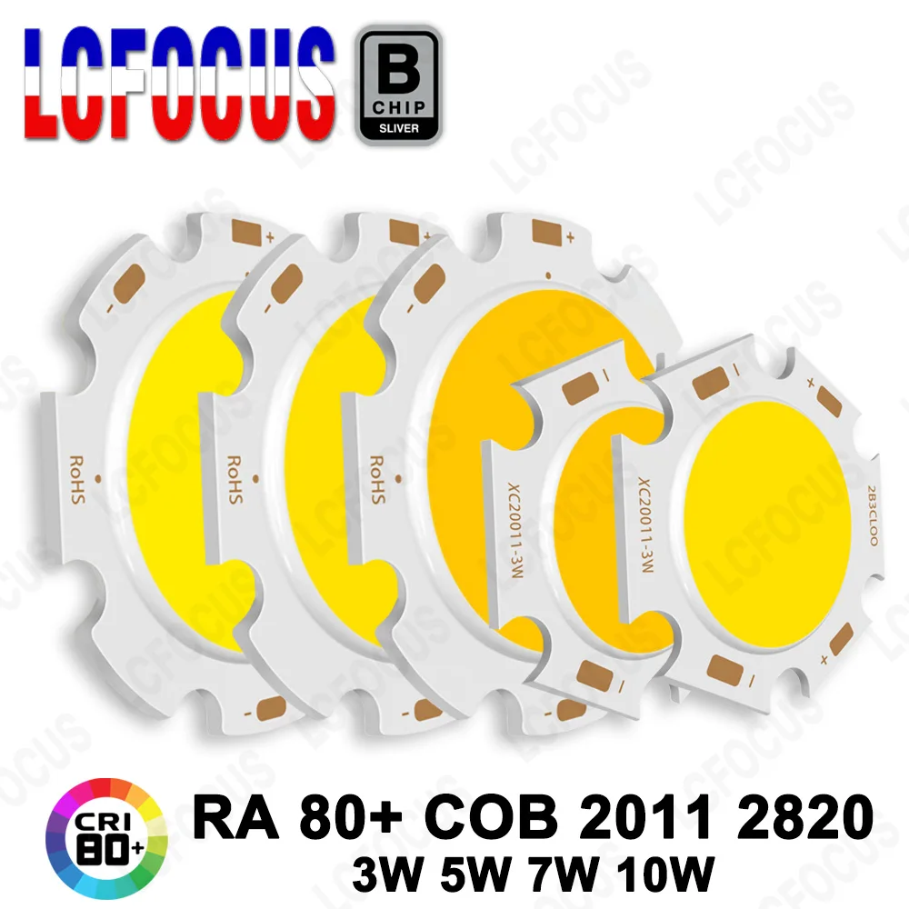 5Pcs CRI Ra 80 LED Chip COB 3W 5W 7W 10W Warm Cool White 3000K 4000K 6000K 2820 2011 Star Board For Bulb Track Light Downlight