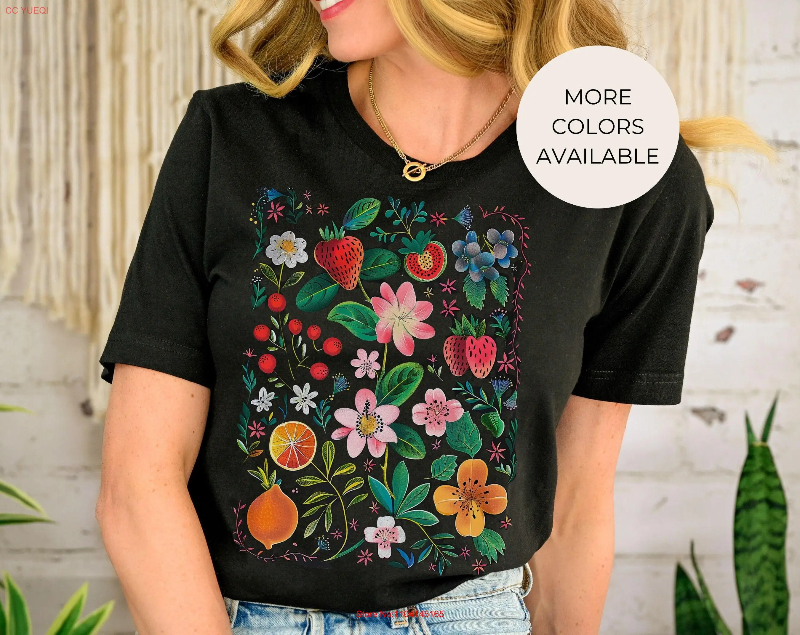 

100 Cotton Floral T Shirt Cottagecore for Women Wildflower Botanical Flower long or short sleeves