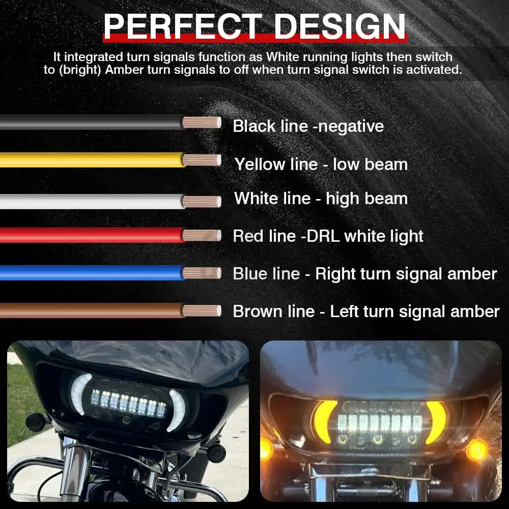 Motorcycle Accessories LED Headlight Front Turn Signal Daytime Running Light High Low Beam Lamp Fit For HARLEY DAVIDSON 2015-25