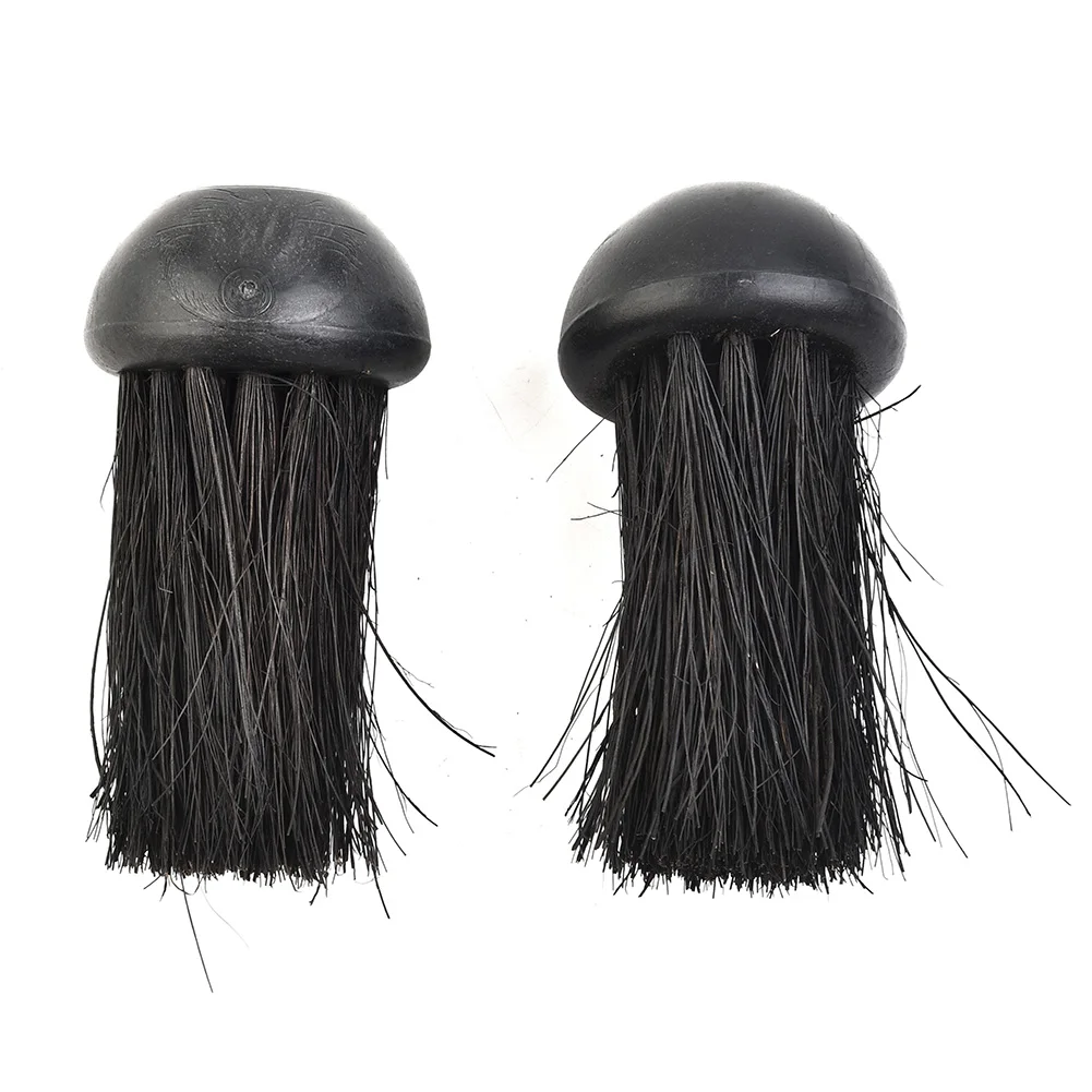 for hearth Brush Head Fireplace Brush Replacement 2 Pcs 3/8 Inch Threaded Hole Black for fireside Hair Length 7.5cm Plastic