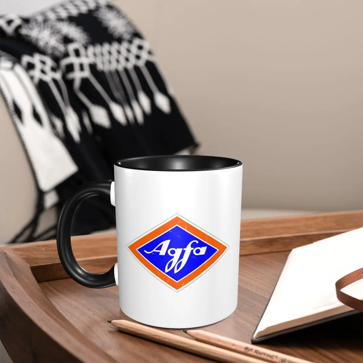 Taza retro con logotipo de Agfa Film de los años 60, tazas de café de cerámica divertidas, tazas de té, taza de leche, regalo para mujer y hombre